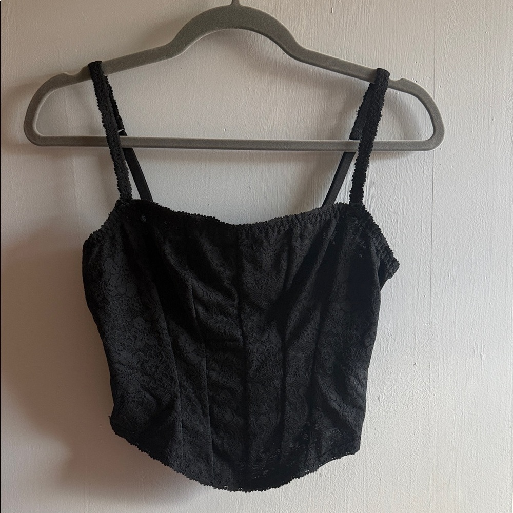 Victoria's Secret PINK Black Lace Corset Inspired Top